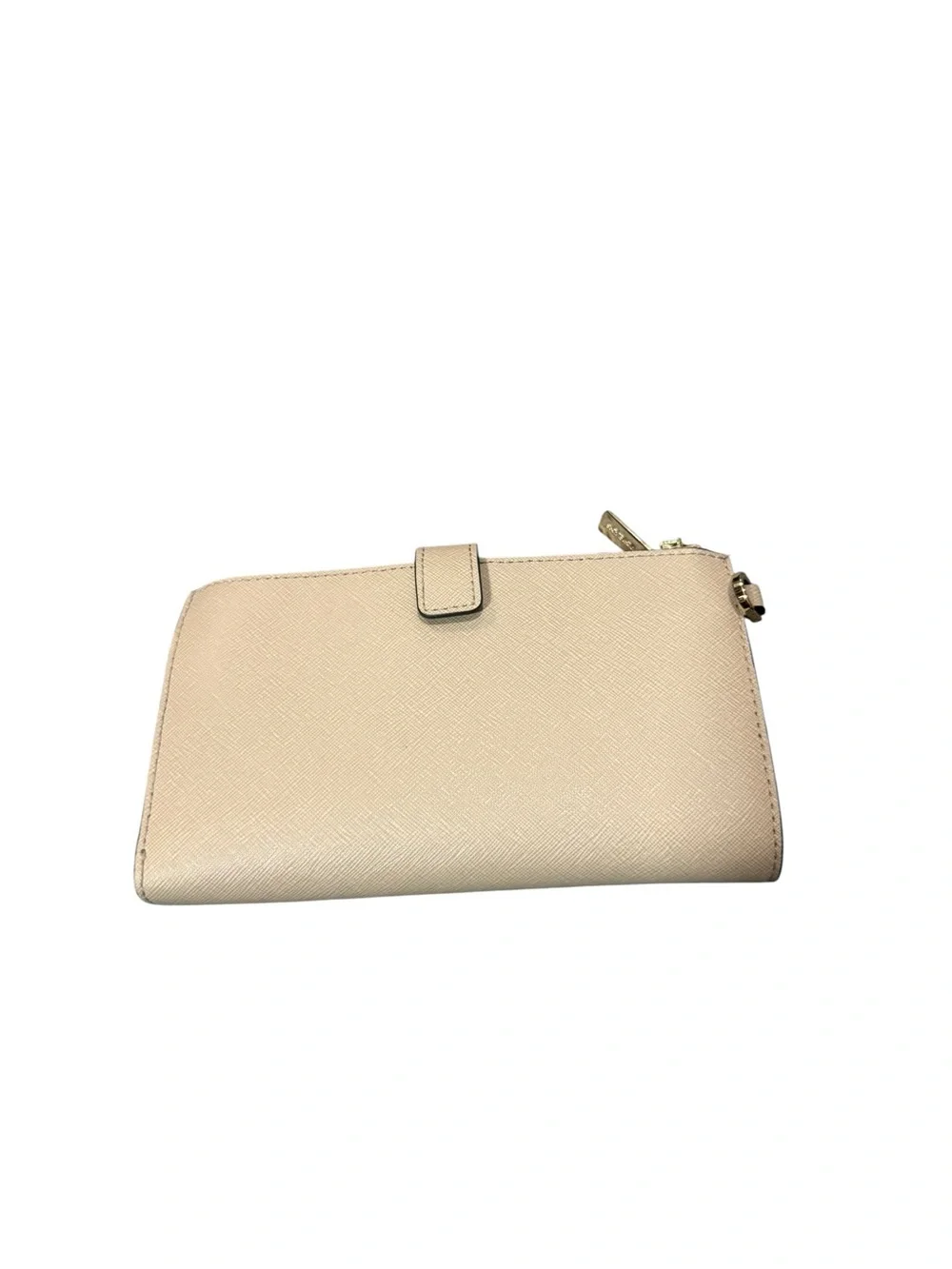 Michael Kors Light Beige Saffiano Zip Cosmetic Case with Gold Logo